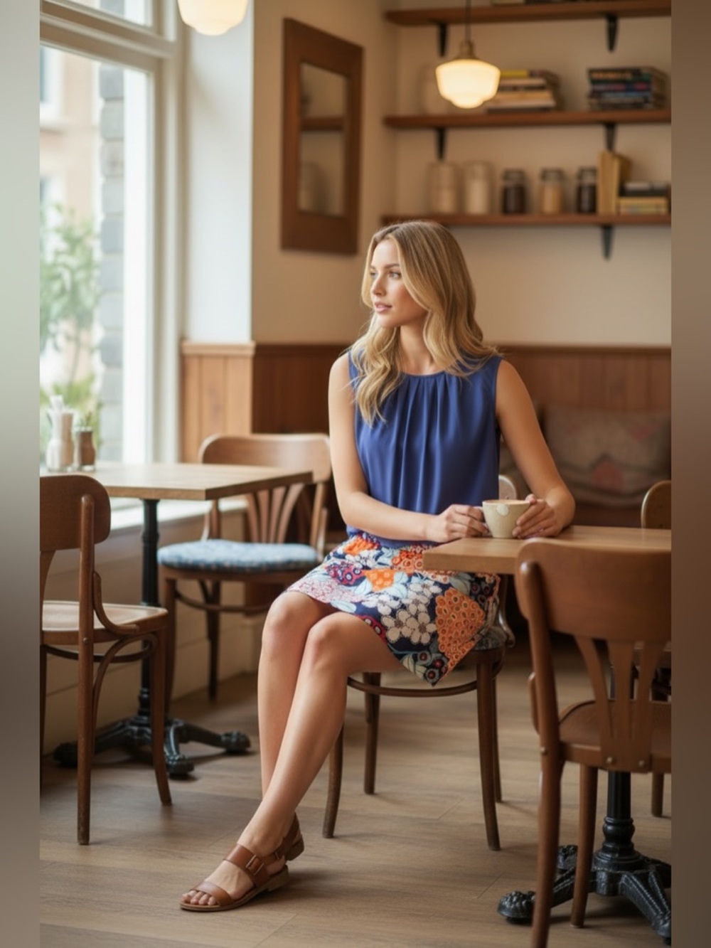 Boden Blue Pleated Blouse with Classic Style - Picture 3 of 11